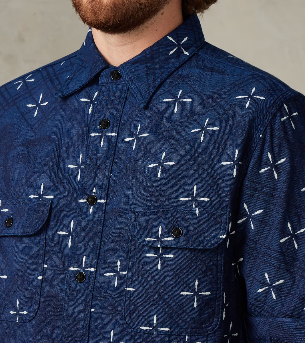 Samurai - SSS25-02W Indigo Dyed Narihirabishi Goldfish Jacquard