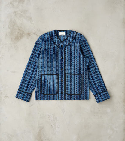 Samurai - SJCJK25-LNR Indigo Dyed Sashiko Stripe Flannel Baseball Shir…