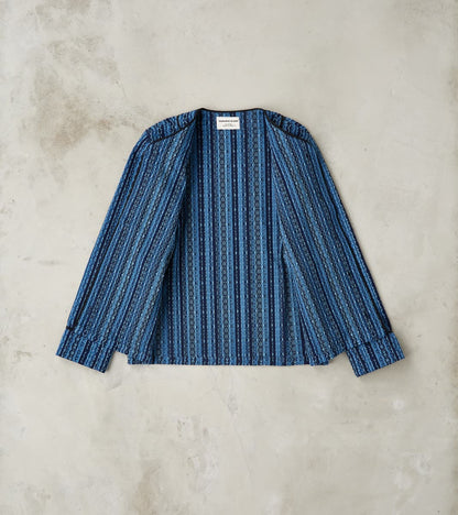 SJCJK25-LNR Indigo Dyed Sashiko Stripe Flannel Baseball Shirt Jacket