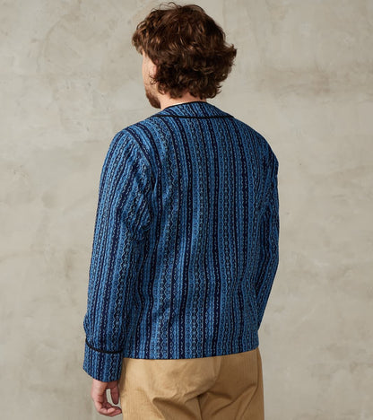 SJCJK25-LNR Indigo Dyed Sashiko Stripe Flannel Baseball Shirt Jacket