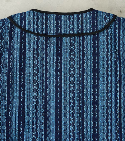 SJCJK25-LNR Indigo Dyed Sashiko Stripe Flannel Baseball Shirt Jacket