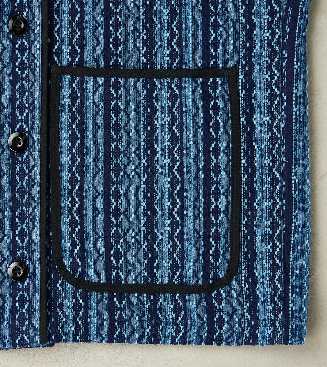 SJCJK25-LNR Indigo Dyed Sashiko Stripe Flannel Baseball Shirt Jacket