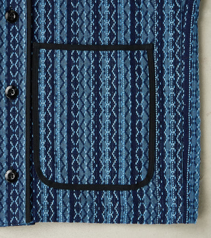 SJCJK25-LNR Indigo Dyed Sashiko Stripe Flannel Baseball Shirt Jacket