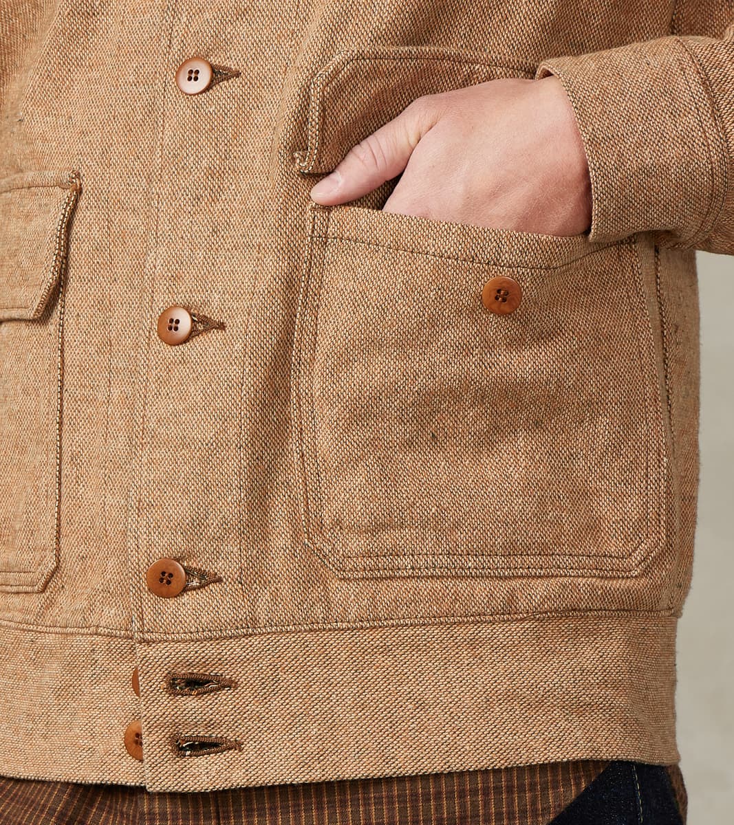 S100NAJ25 Beige Elemental Flannel Cossack Jacket