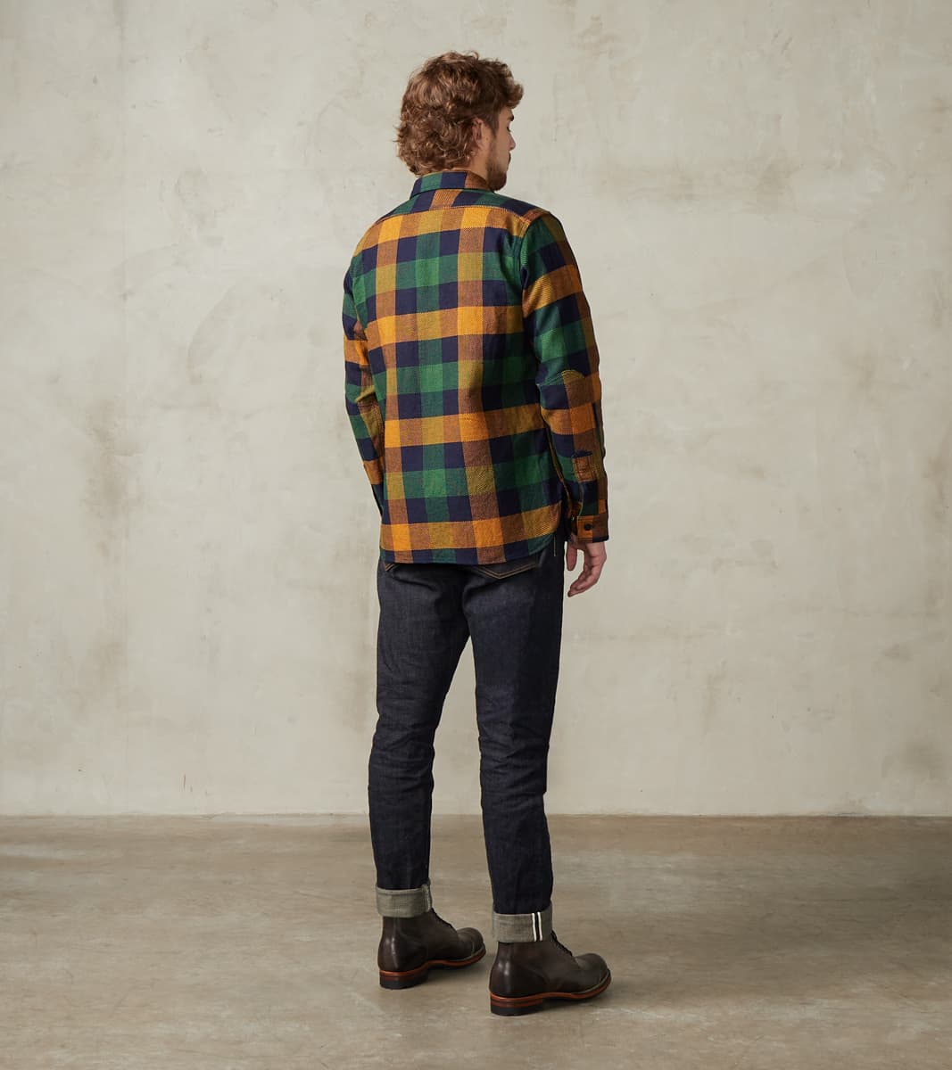 SIN24-01 Indigo Rope Dyed Heavy Flannel Check Work Shirt