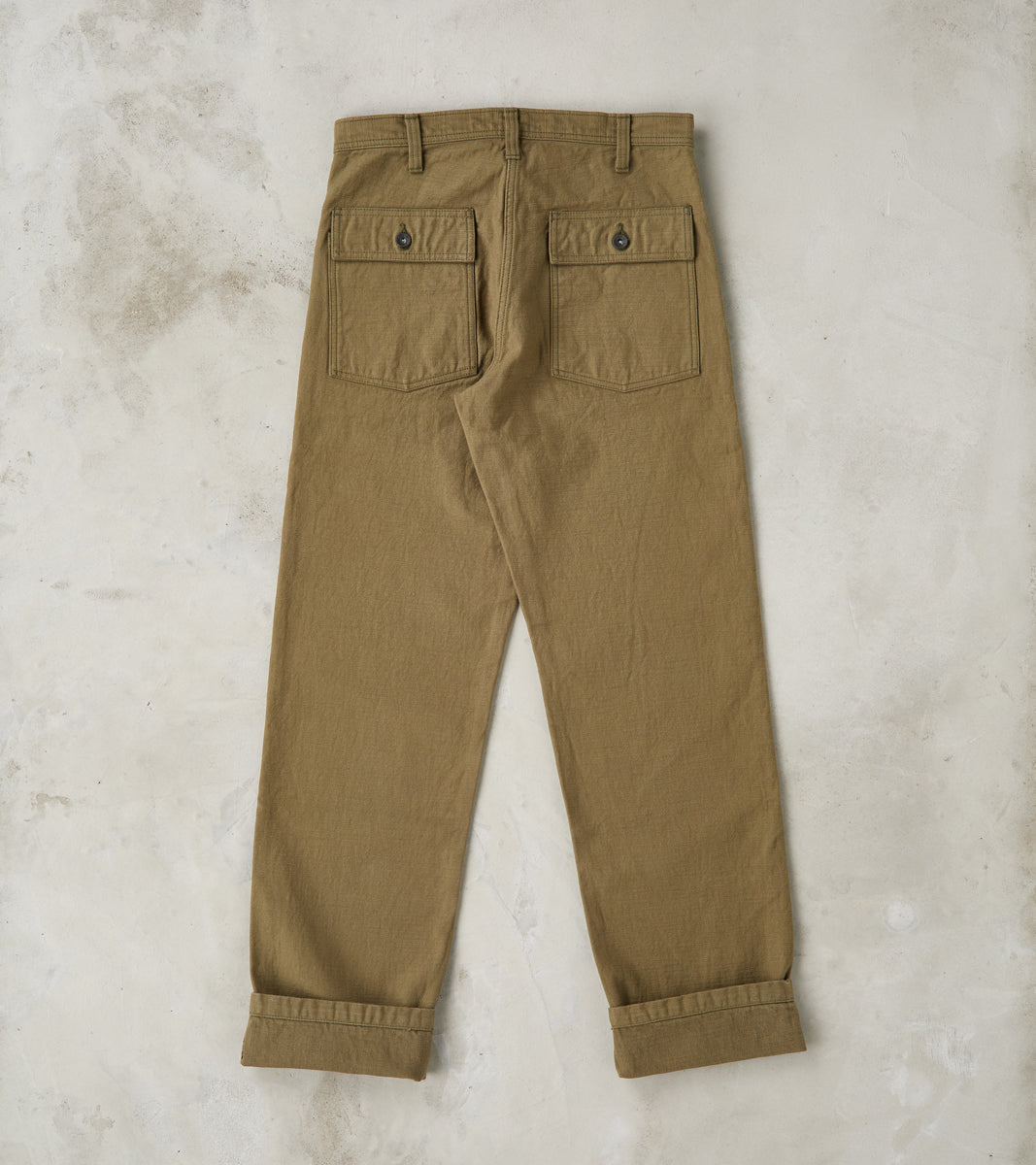 SJ52BP 15oz Selvedge Heavy Back Satin Olive Baker Pant - Regular Straight