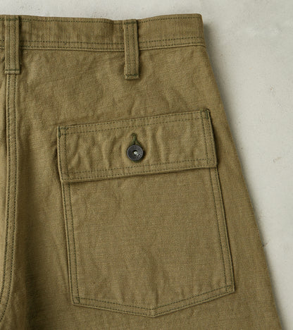 SJ52BP 15oz Selvedge Heavy Back Satin Olive Baker Pant - Regular Straight