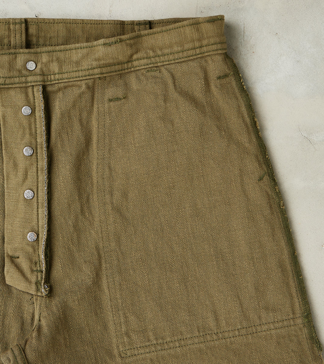SJ52BP 15oz Selvedge Heavy Back Satin Olive Baker Pant - Regular Straight