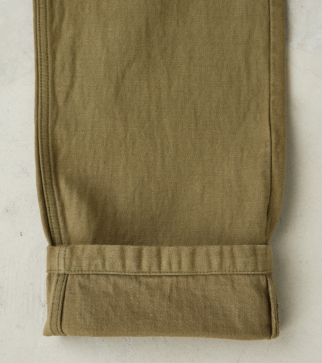 SJ52BP 15oz Selvedge Heavy Back Satin Olive Baker Pant - Regular Straight