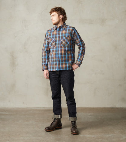 SNL24-01 Rope Dyed Heavy Flannel Contest Check Work Shirt