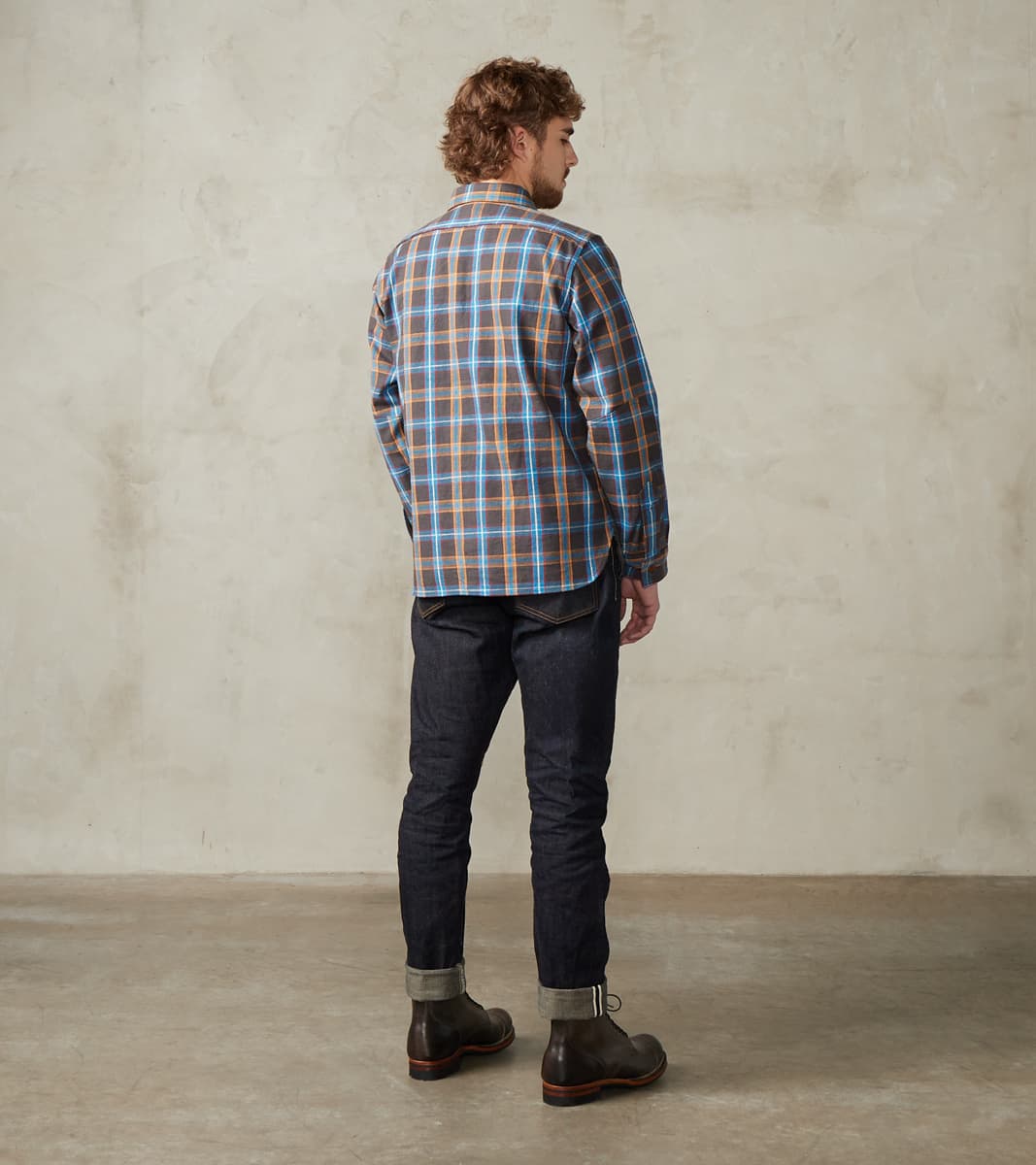 SNL24-01 Rope Dyed Heavy Flannel Contest Check Work Shirt