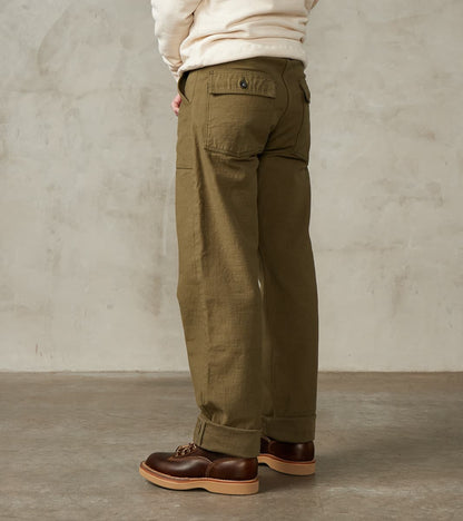 SJ52BP 15oz Selvedge Heavy Back Satin Olive Baker Pant - Regular Straight
