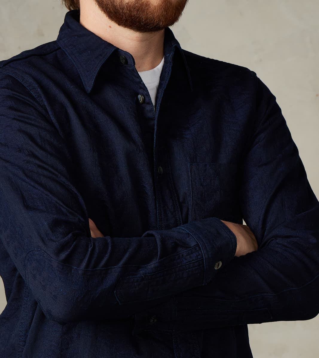 Samurai - SSS26-01W Indigo Dyed Sengen Jacquard Work Shirt