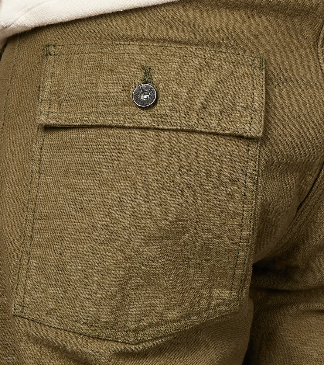 SJ52BP 15oz Selvedge Heavy Back Satin Olive Baker Pant - Regular Straight