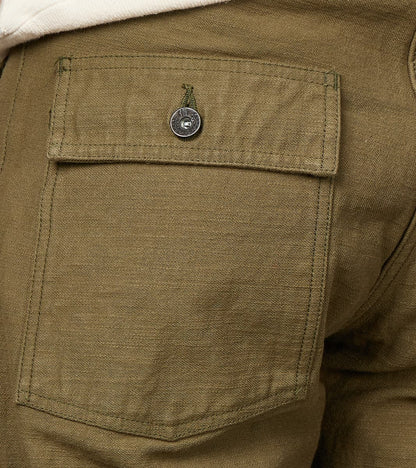 SJ52BP 15oz Selvedge Heavy Back Satin Olive Baker Pant - Regular Straight