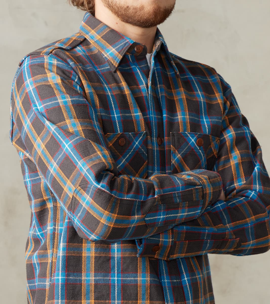 SNL24-01 Rope Dyed Heavy Flannel Contest Check Work Shirt