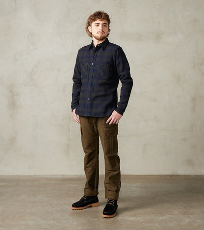 SIN24-03 Indigo Rope Dyed Heavy Flannel Check Work Shirt