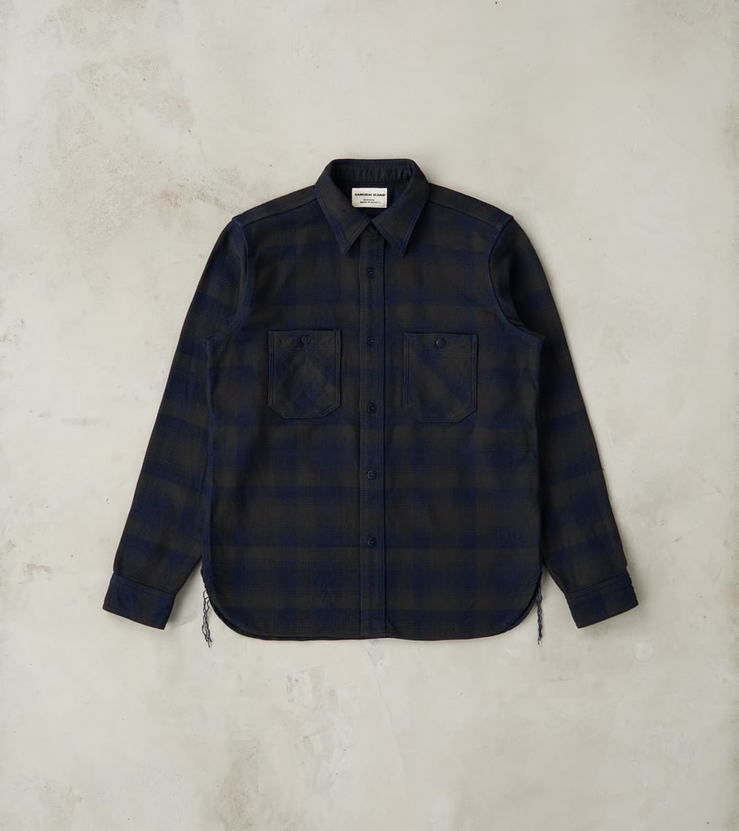 Samurai - SIN24-03 Indigo Rope Dyed Heavy Flannel Check Work Shirt