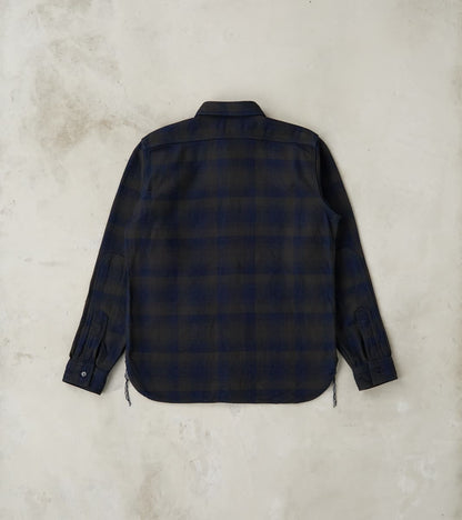 SIN24-03 Indigo Rope Dyed Heavy Flannel Check Work Shirt