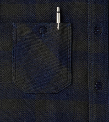 SIN24-03 Indigo Rope Dyed Heavy Flannel Check Work Shirt