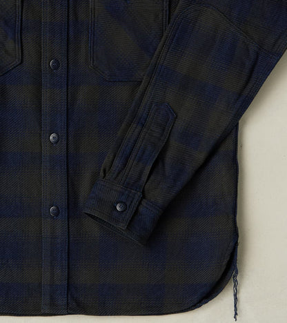 SIN24-03 Indigo Rope Dyed Heavy Flannel Check Work Shirt