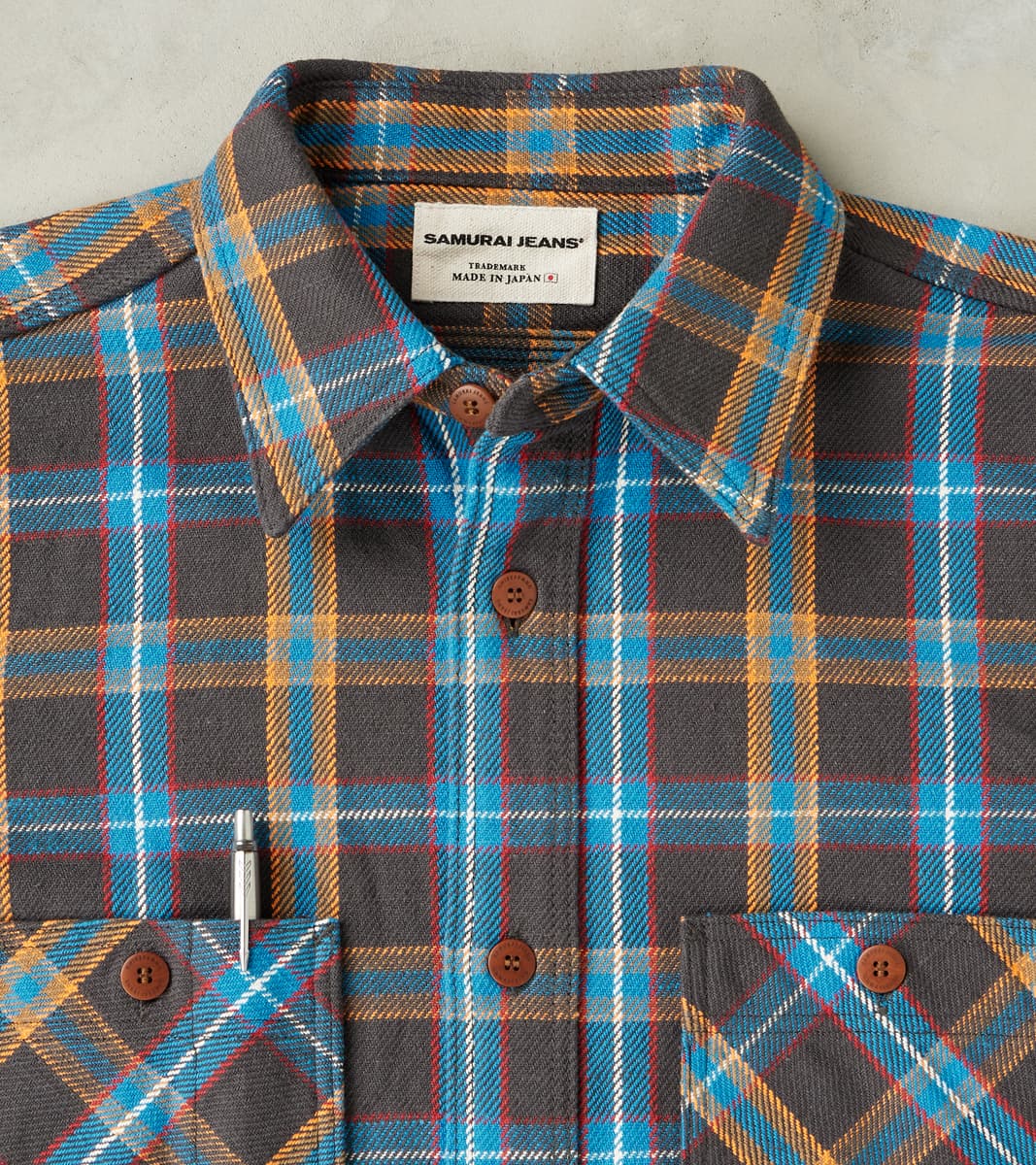 SNL24-01 Rope Dyed Heavy Flannel Contest Check Work Shirt