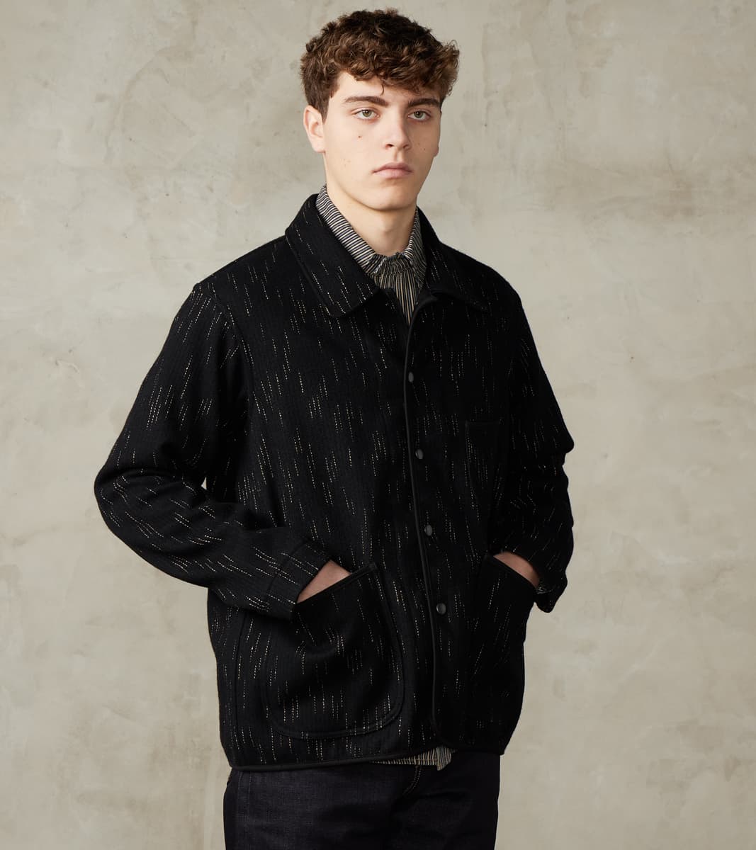 Kasuri Black Beach Cloth Work Jacket