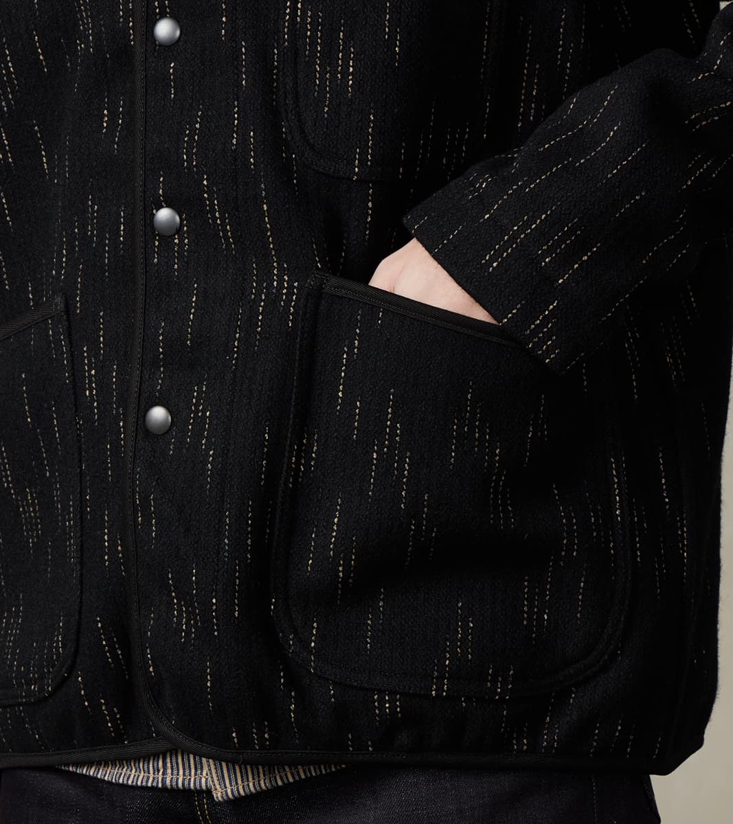 Kasuri Black Beach Cloth Work Jacket