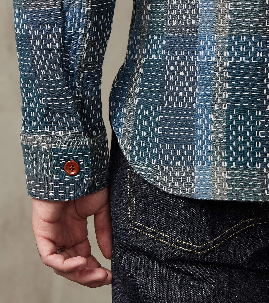 Noragi Blue Sashiko Workshirt
