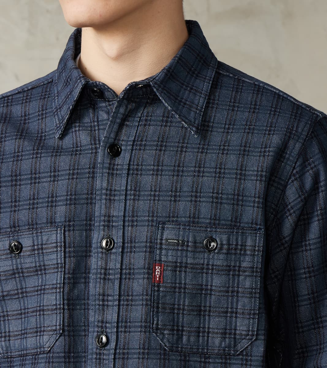 Studio D'Artisan Indigo NY Check Jacquard Workshirt – Division