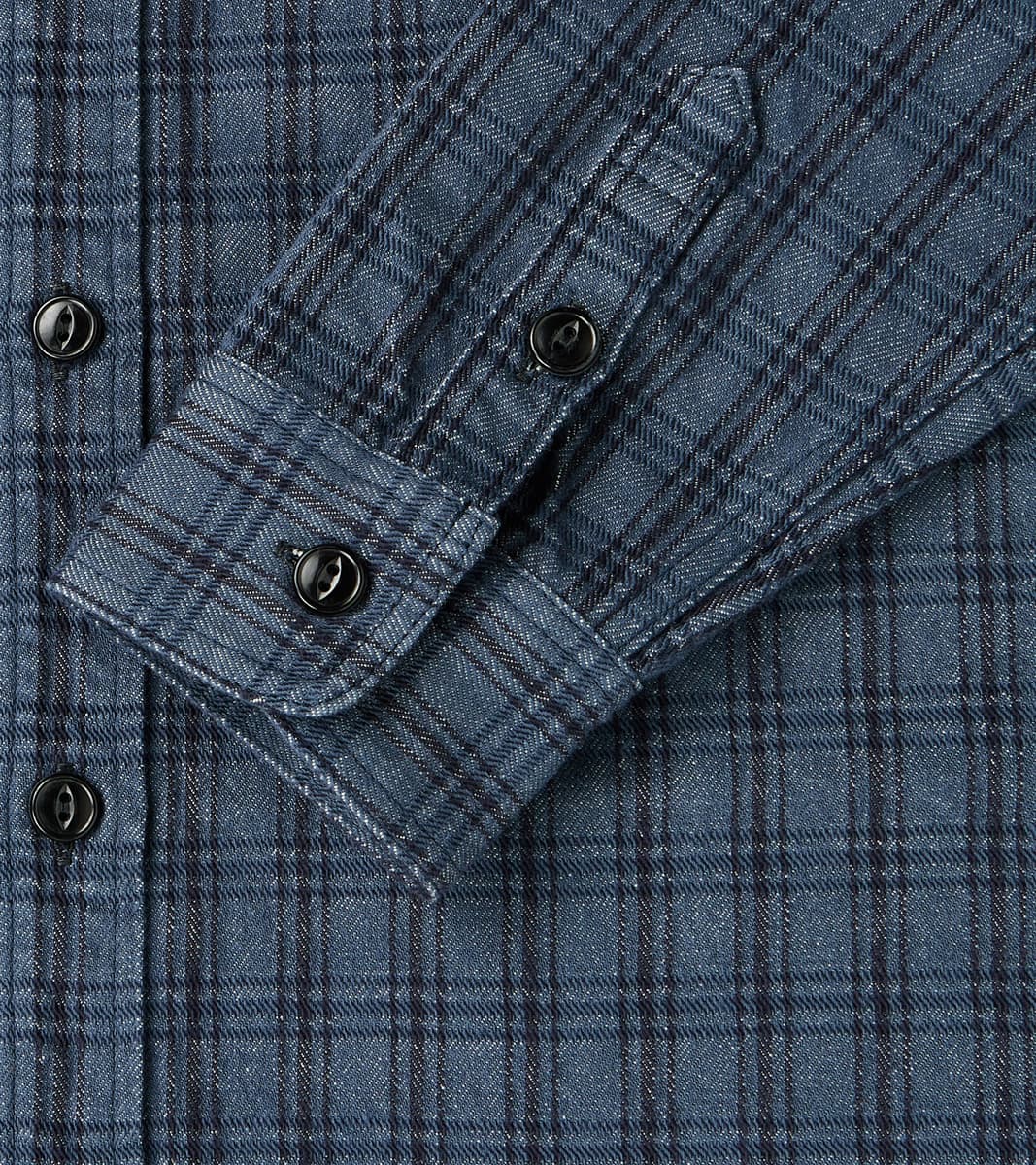 Studio D'Artisan Indigo NY Check Jacquard Workshirt – Division