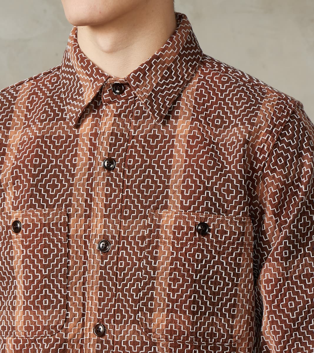 Studio D'Artisan Noragi Kakishibu Persimmon Sashiko Workshirt