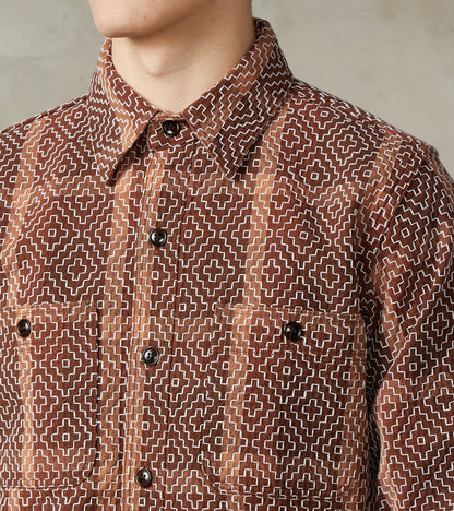 Noragi Kakishibu Persimmon Sashiko Workshirt