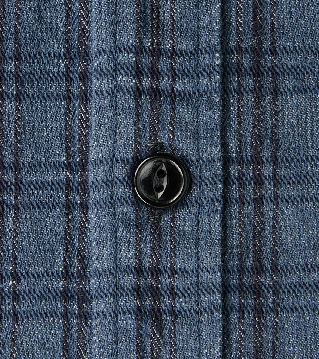 Studio D'Artisan Indigo NY Check Jacquard Workshirt – Division
