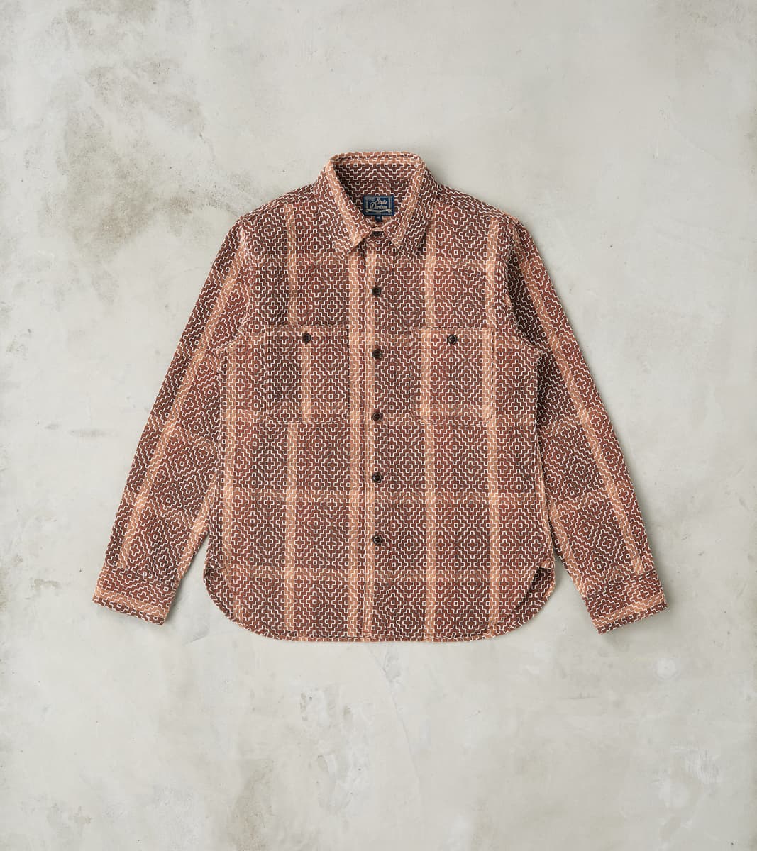 Studio D'Artisan Noragi Kakishibu Persimmon Sashiko Workshirt