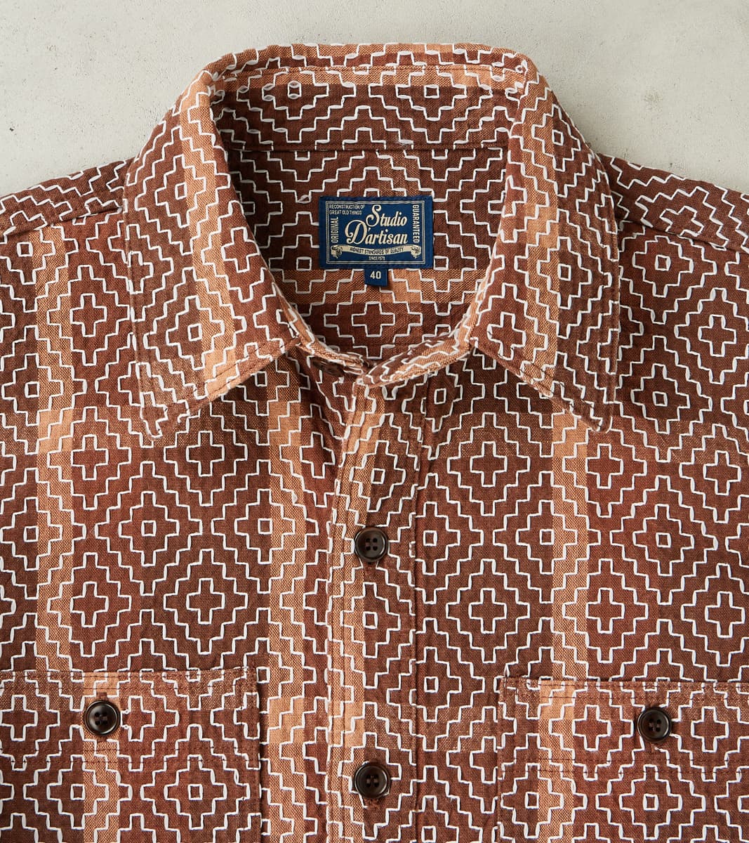 Studio D'Artisan Noragi Kakishibu Persimmon Sashiko Workshirt