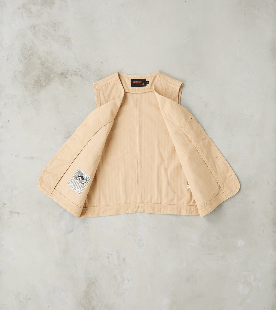 Fisherman Vest - Khaki Herringbone Twill