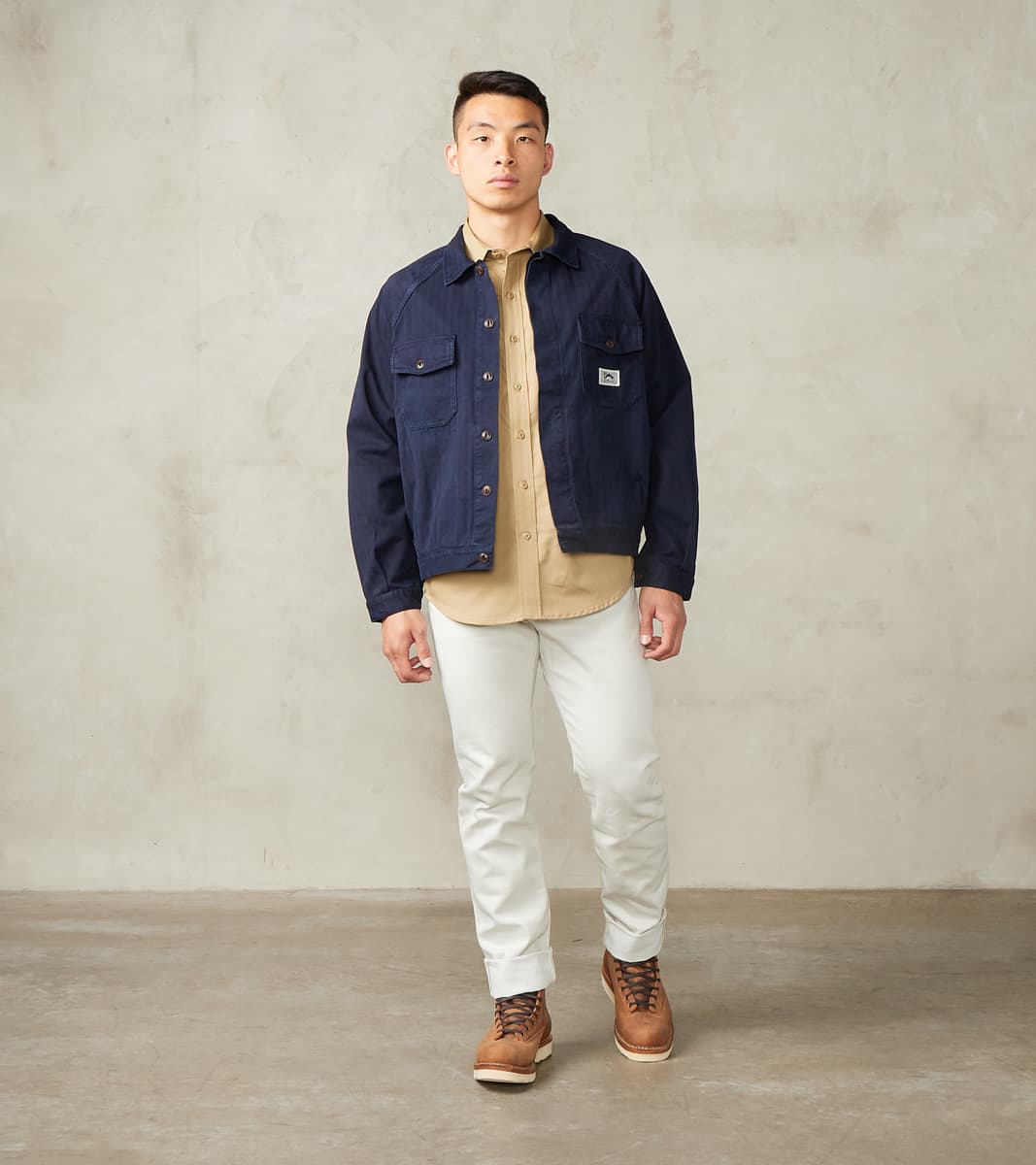 Italian Work Jacket - Navy Herringbone Twill