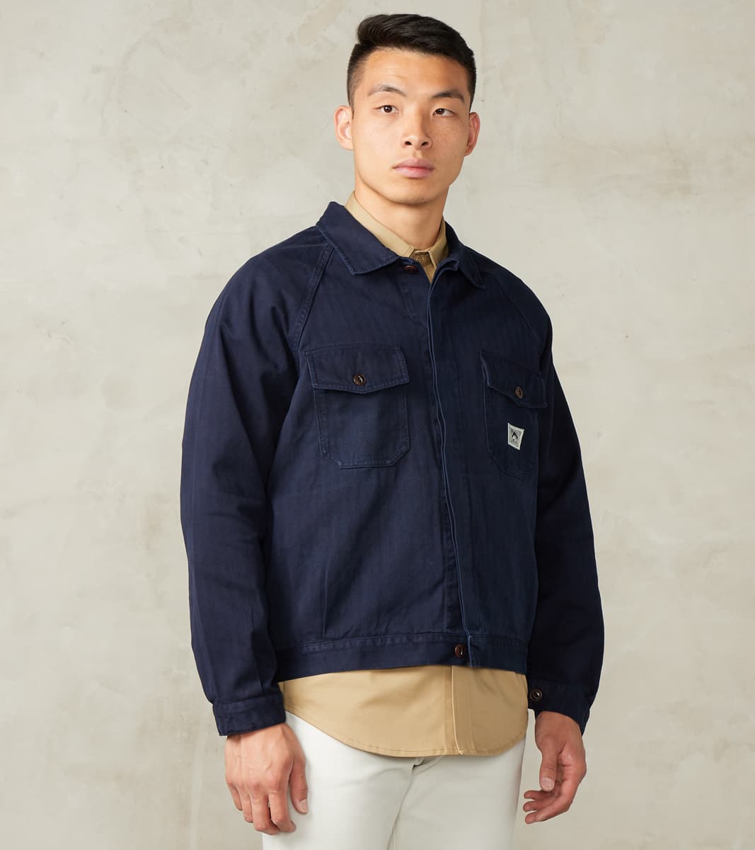 The Quartermaster - Italian Work Jacket - Navy Herringbone Twill