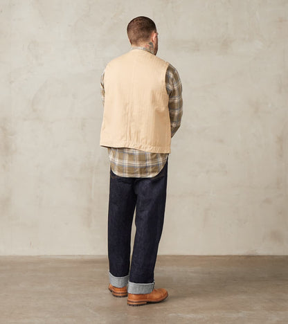 Fisherman Vest - Khaki Herringbone Twill