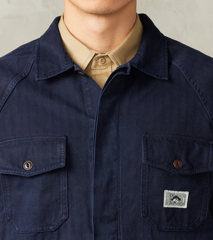 Italian Work Jacket - Navy Herringbone Twill