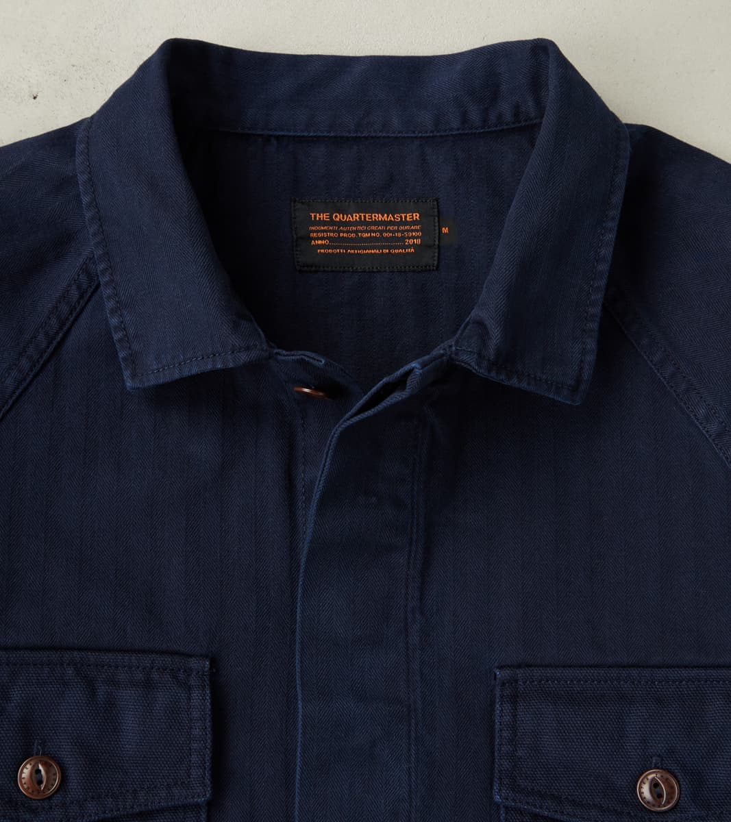 Italian Work Jacket - Navy Herringbone Twill