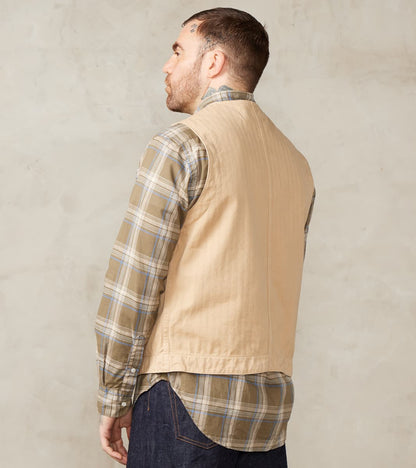 Fisherman Vest - Khaki Herringbone Twill