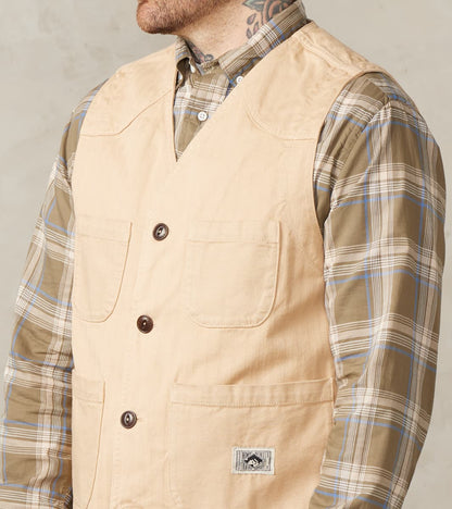 Fisherman Vest - Khaki Herringbone Twill