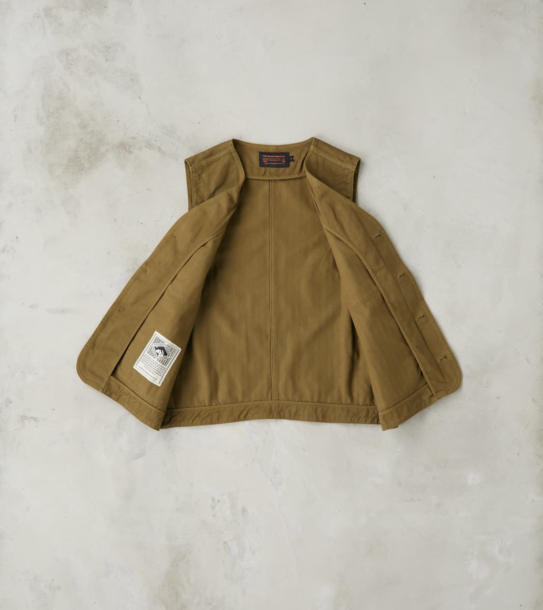 Fisherman Vest - Olive Herringbone Twill