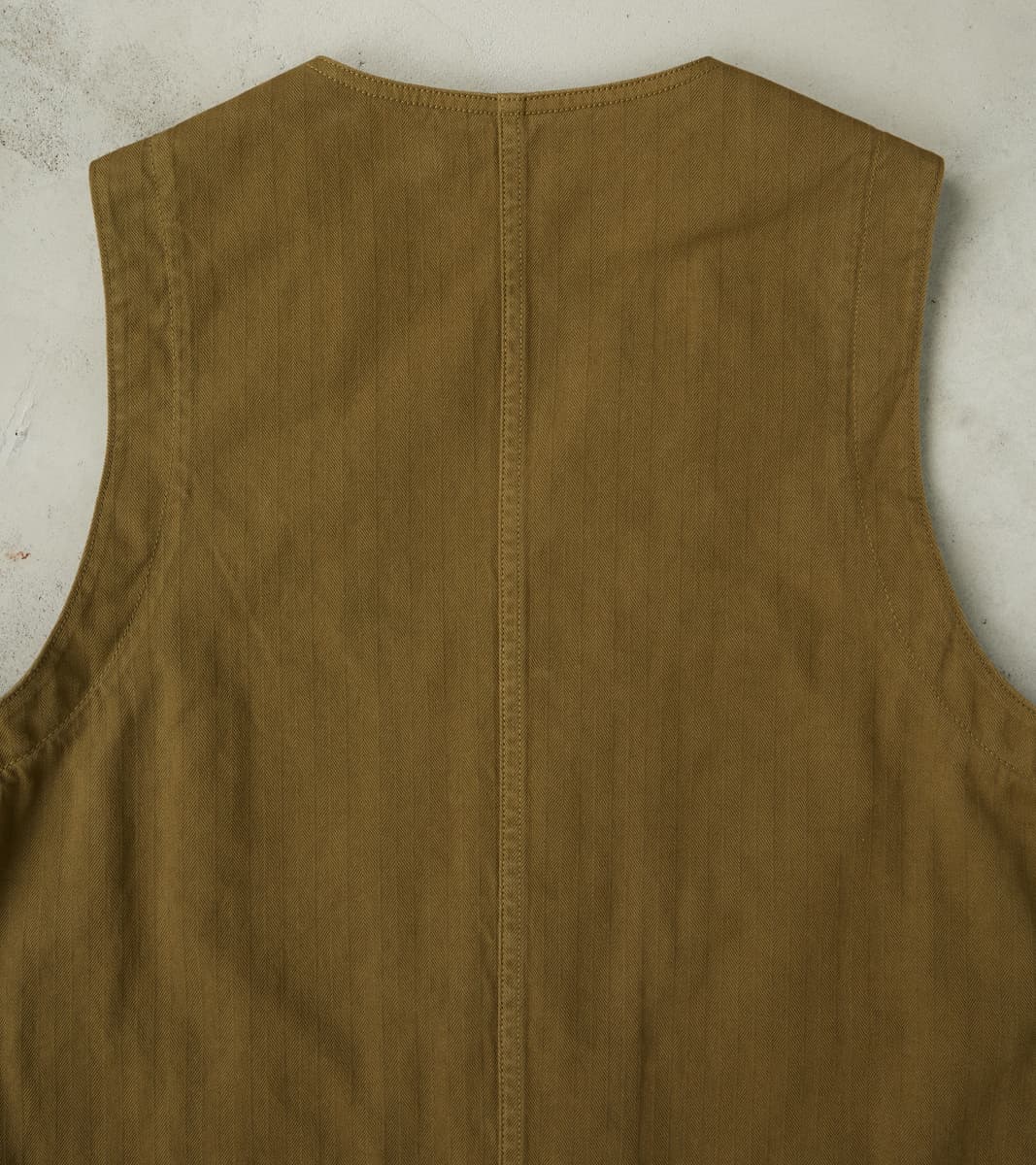 Fisherman Vest - Olive Herringbone Twill