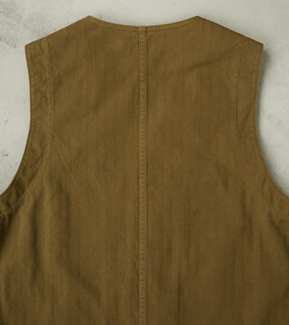 Fisherman Vest - Olive Herringbone Twill