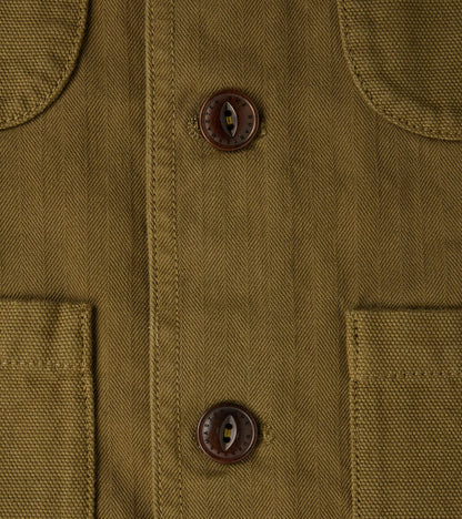 Fisherman Vest - Olive Herringbone Twill