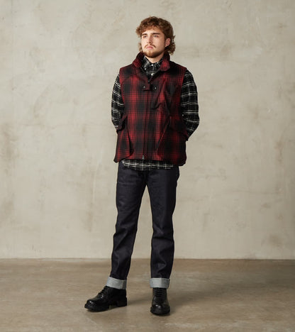 Messenger Vest - Buffalo Plaid Wool - Red