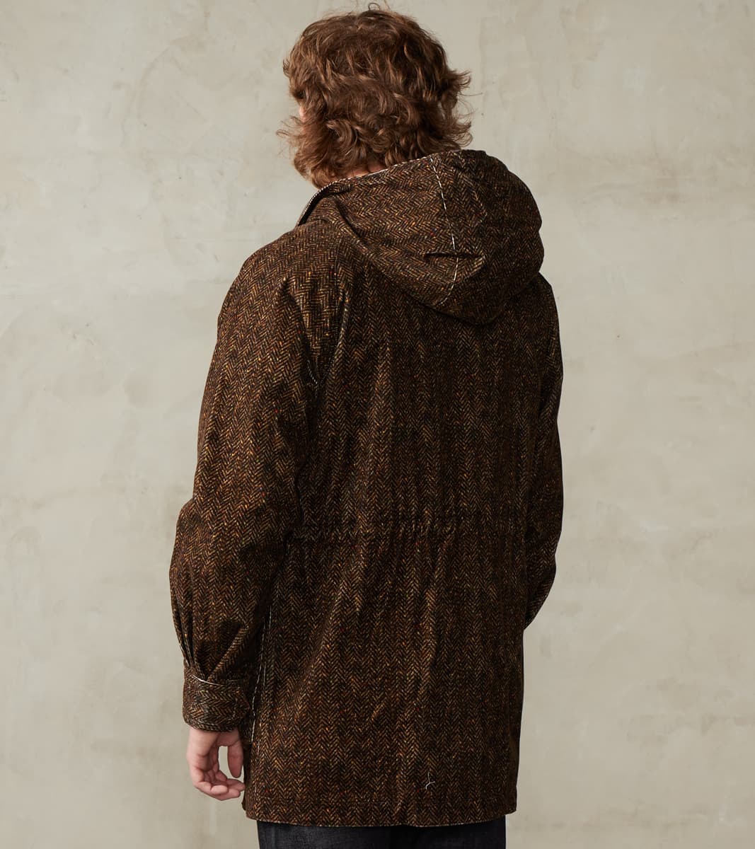 Mountain Parka - Herringbone Neps Tweed Printed Corduroy - Dark Olive